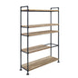 65" Brown and Black Metal Five Tier Etagere Bookcase