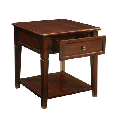 24" Walnut Manufactured Wood Rectangular End Table With Drawer And Shelf