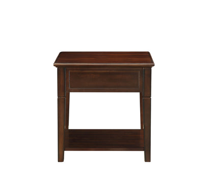 24" Walnut Manufactured Wood Rectangular End Table With Drawer And Shelf