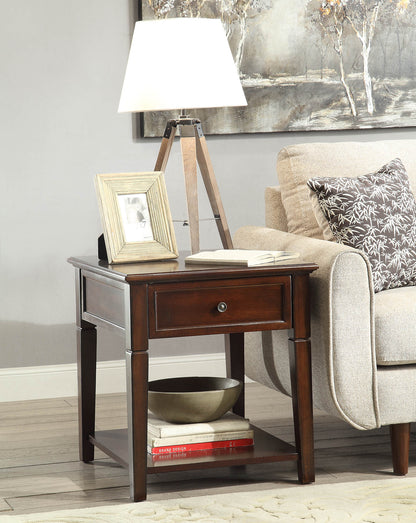 24" Walnut Manufactured Wood Rectangular End Table With Drawer And Shelf