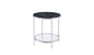 25" Chrome And Black Faux Marble And Metal Round End Table With Shelf