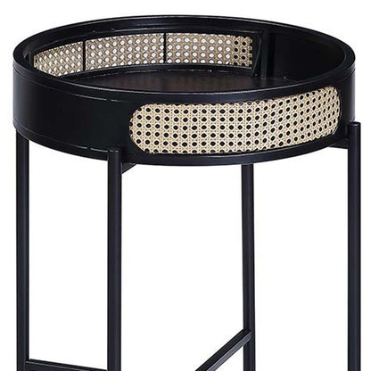 24" Black Melamine Veneer And Manufactured Wood Round End Table