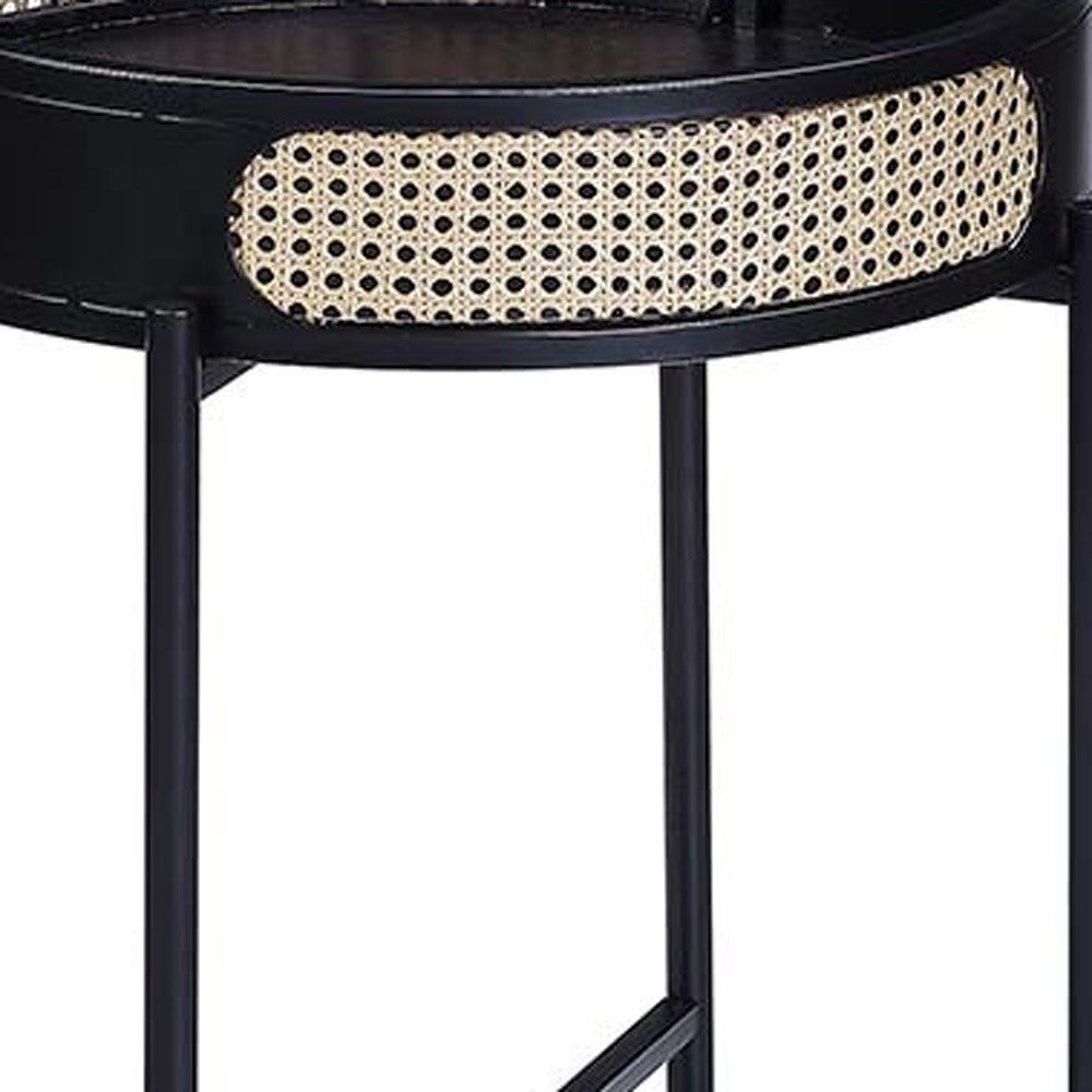 24" Black Melamine Veneer And Manufactured Wood Round End Table