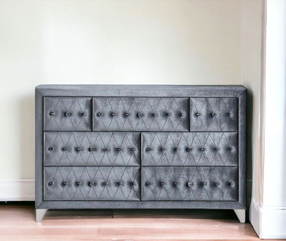 60" Gray Seven Drawer Triple Dresser