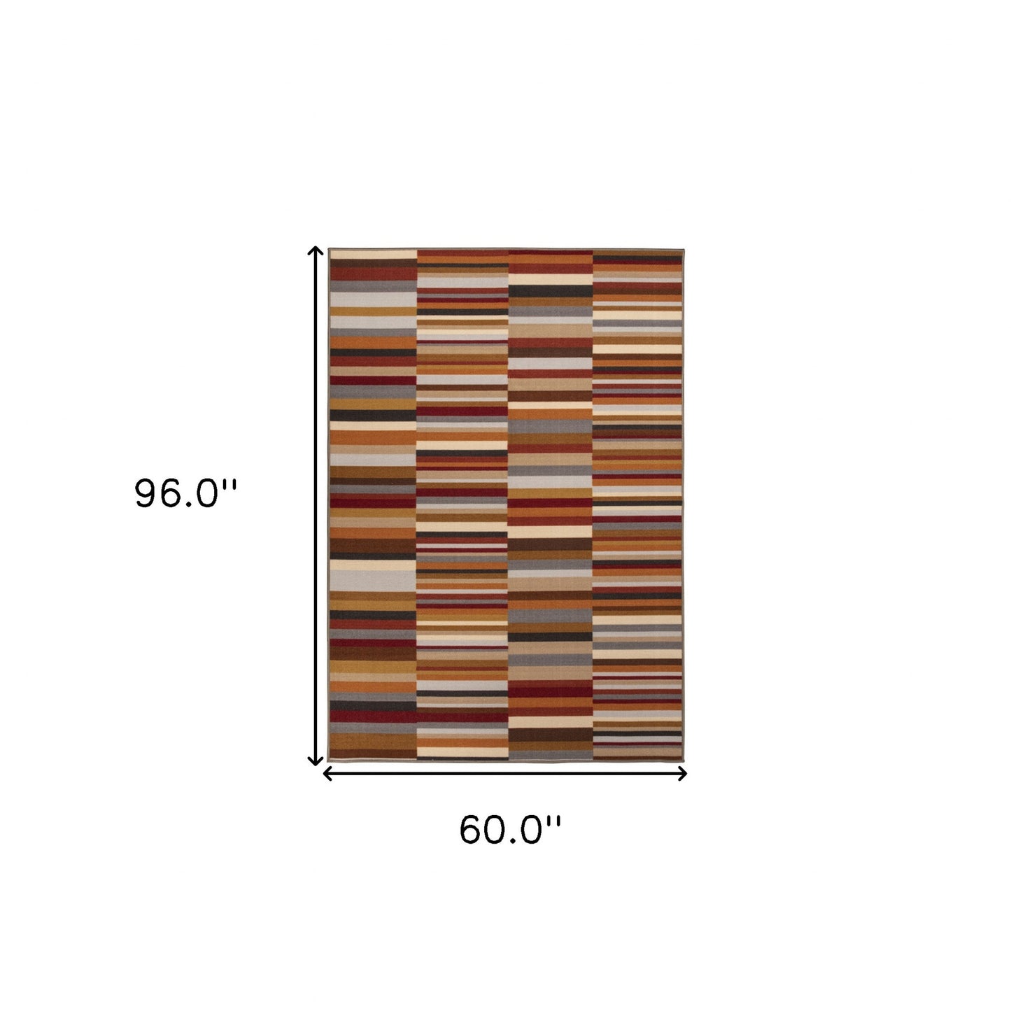 5' X 8' Taupe Striped Stain Resistant Non Skid Indoor Outdoor Area Rug