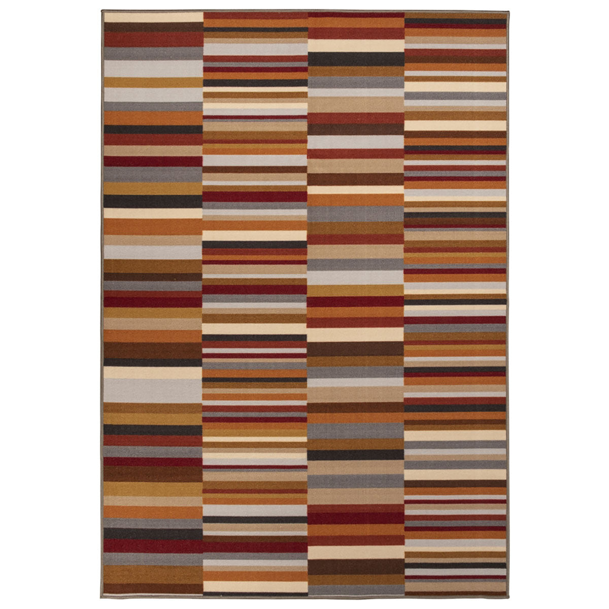 8' X 10' Taupe Striped Stain Resistant Non Skid Indoor Outdoor Area Rug