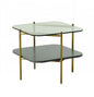 20" Gold And Clear Glass And Metal Square End Table With Shelf