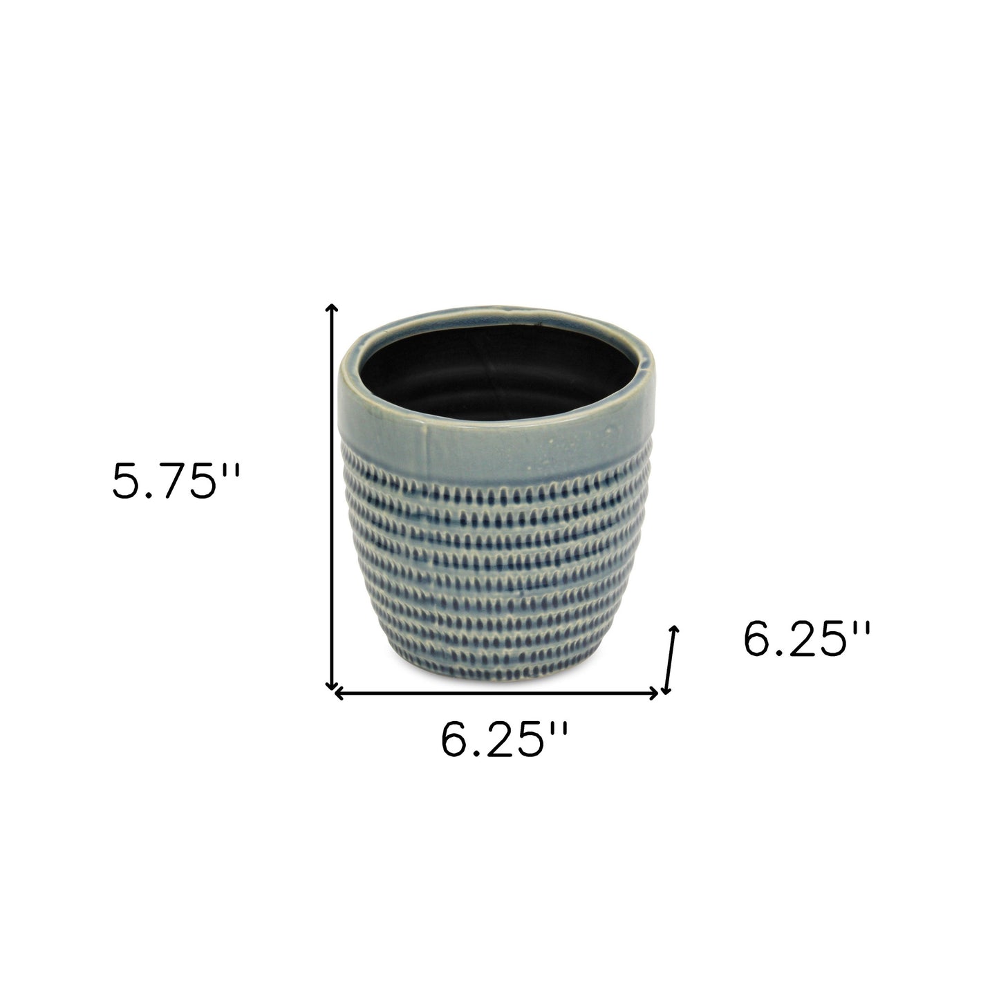 6" Aqua Striped Ceramic Indoor Outdoor Round Pot Planter