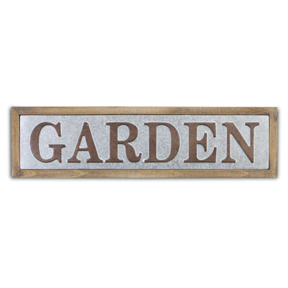 33" Gray and Brown Wood and Metal Garden Wall Decor