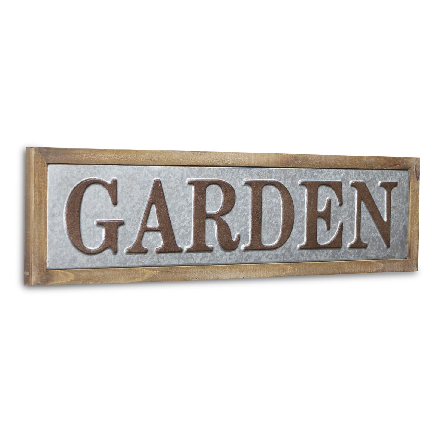 33" Gray and Brown Wood and Metal Garden Wall Decor