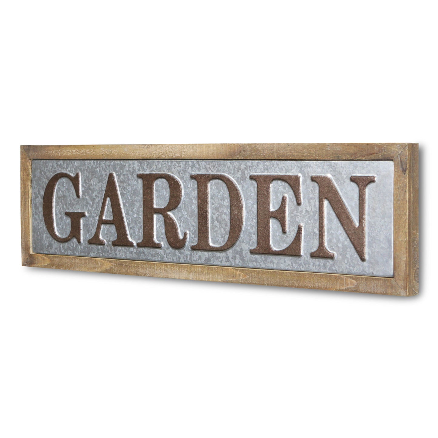 33" Gray and Brown Wood and Metal Garden Wall Decor