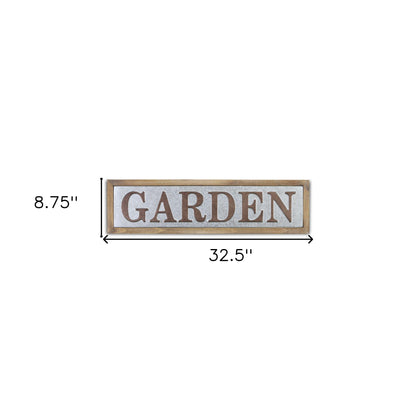 33" Gray and Brown Wood and Metal Garden Wall Decor