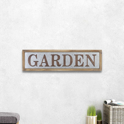 33" Gray and Brown Wood and Metal Garden Wall Decor