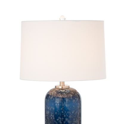 Set of Two 30" Blue Crystal Table Lamp With White Drum Shade