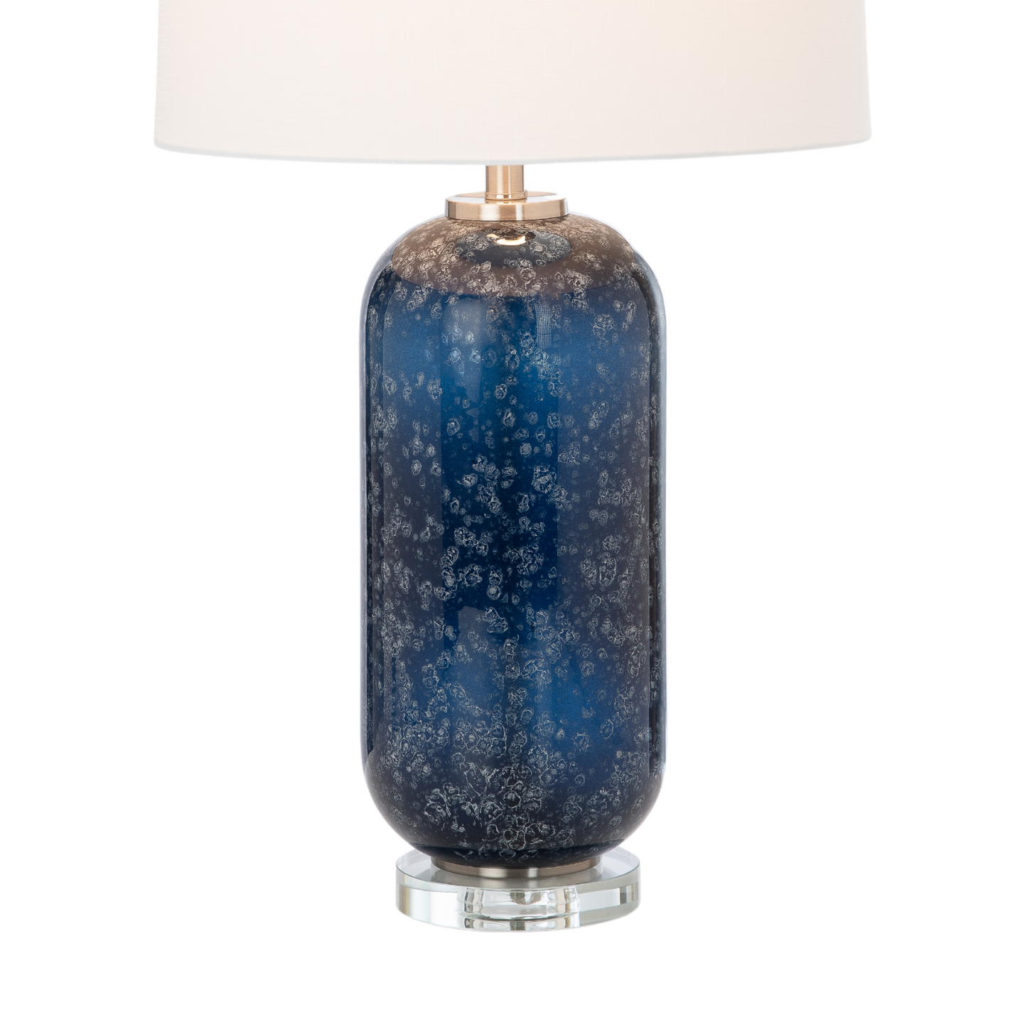 Set of Two 30" Blue Crystal Table Lamp With White Drum Shade