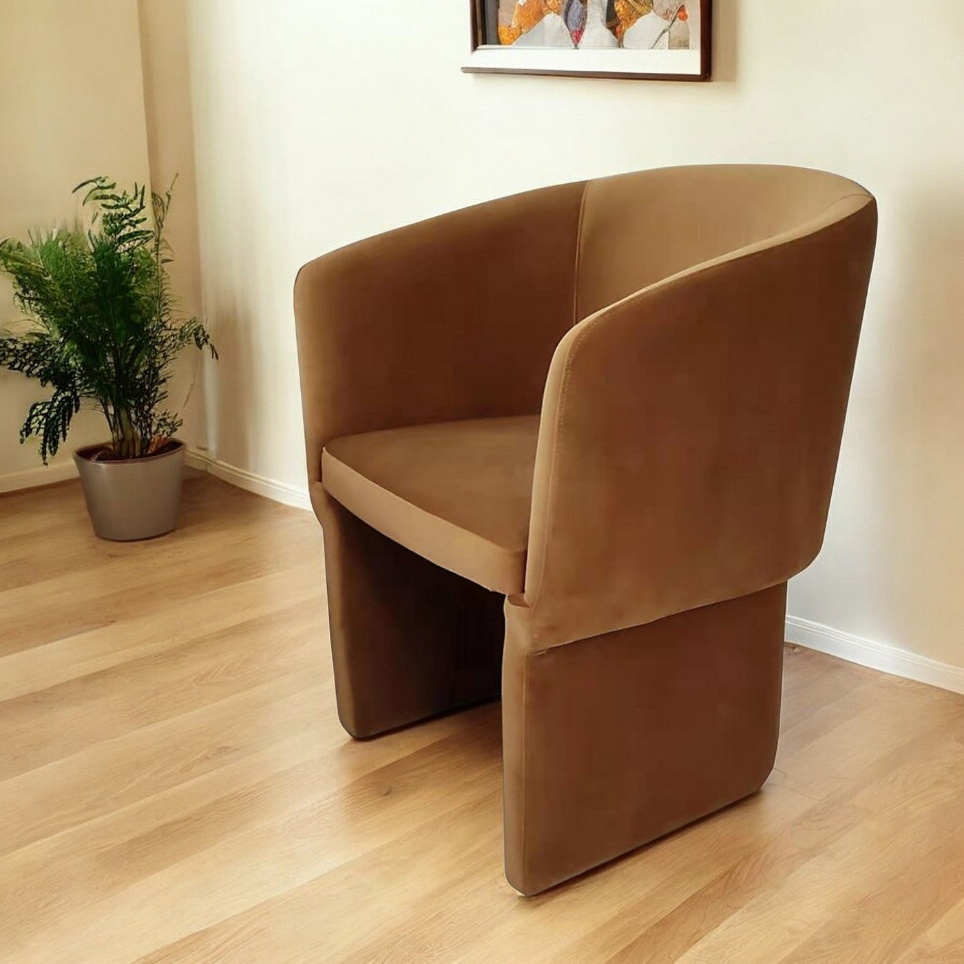 Burnt Umber Upholstered Velvet Dining Arm Chair