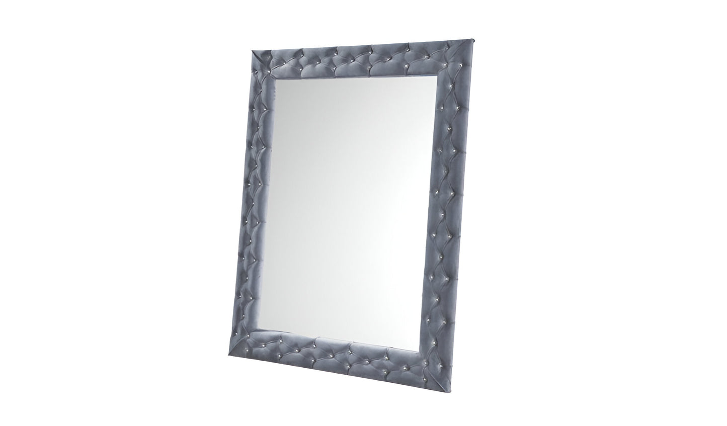 74" Gray Velvet Accent Mirror