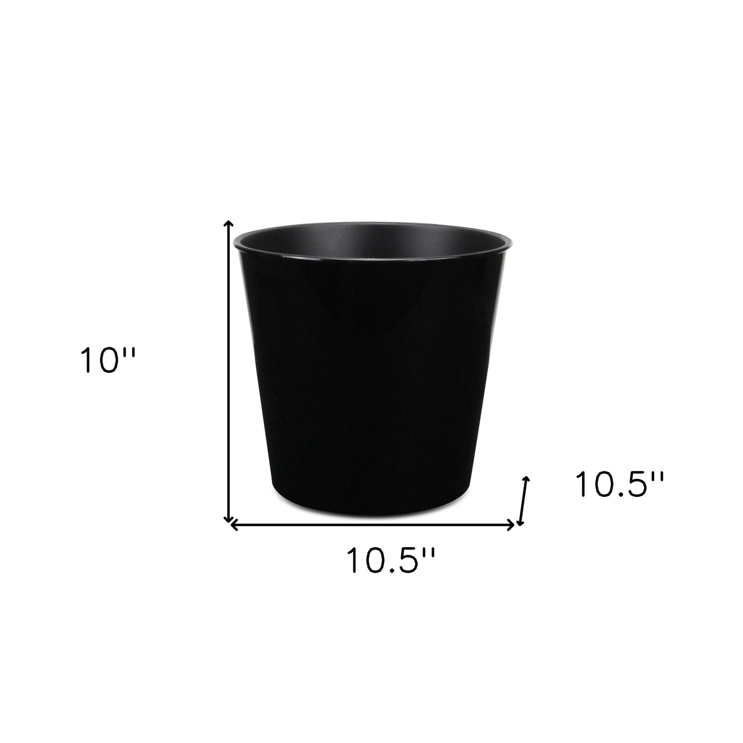 11" Black Recycled Plastic Indoor Outdoor Round Pot Planter