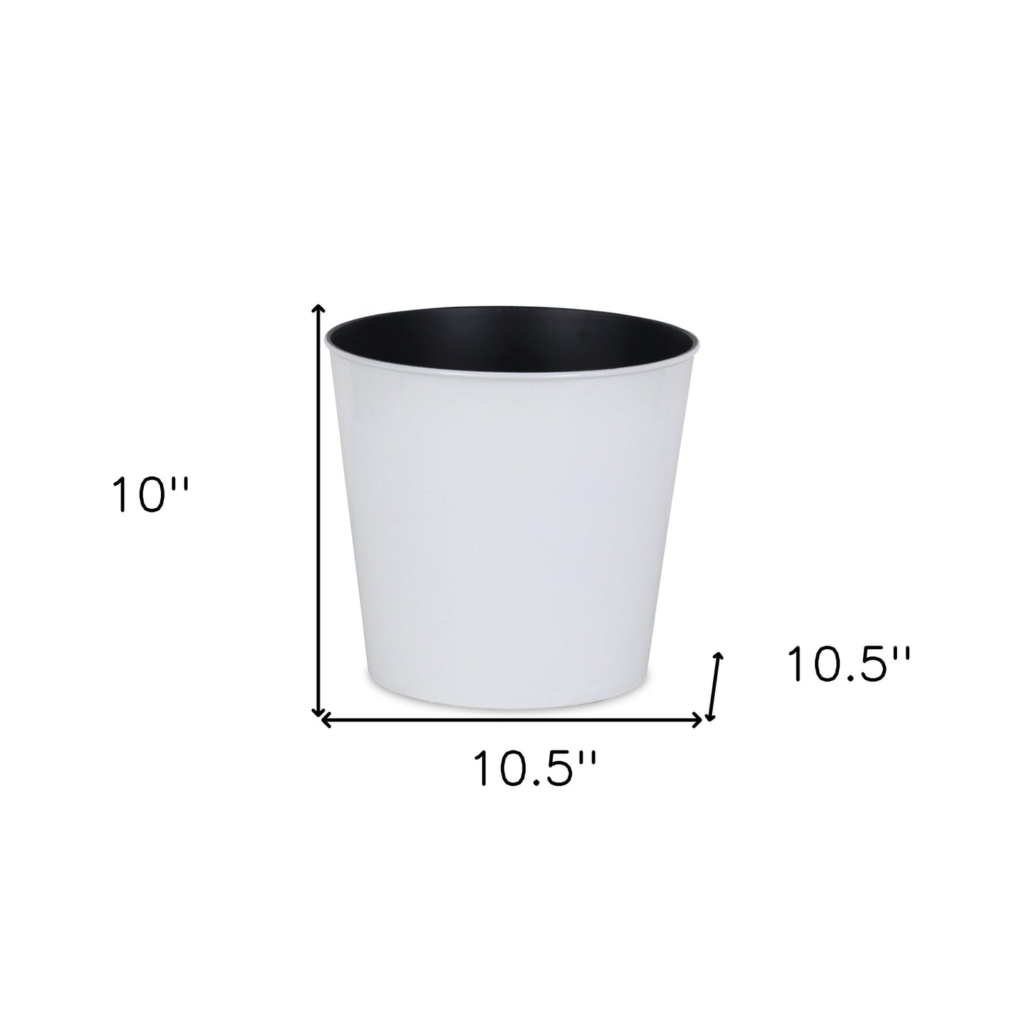 11" White Recycled Plastic Indoor Outdoor Round Pot Planter