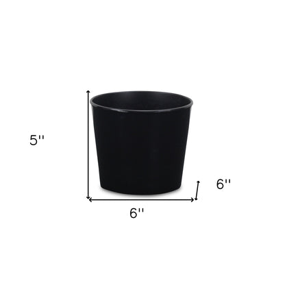 6" Black Recycled Plastic Indoor Outdoor Round Pot Planter