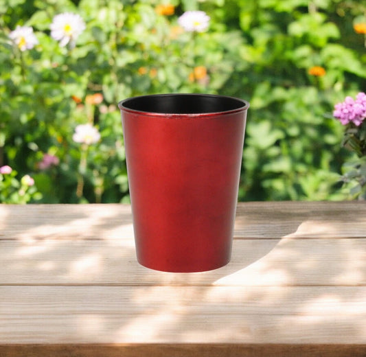 5" Red Recycled Plastic Indoor Outdoor Round Pot Planter