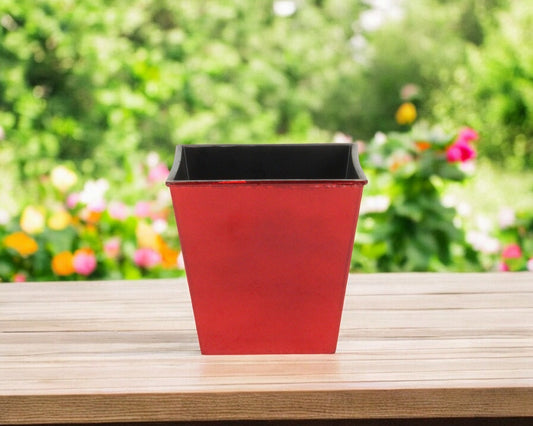 5" Red Recycled Plastic Indoor Outdoor Rectangular Pot Planter