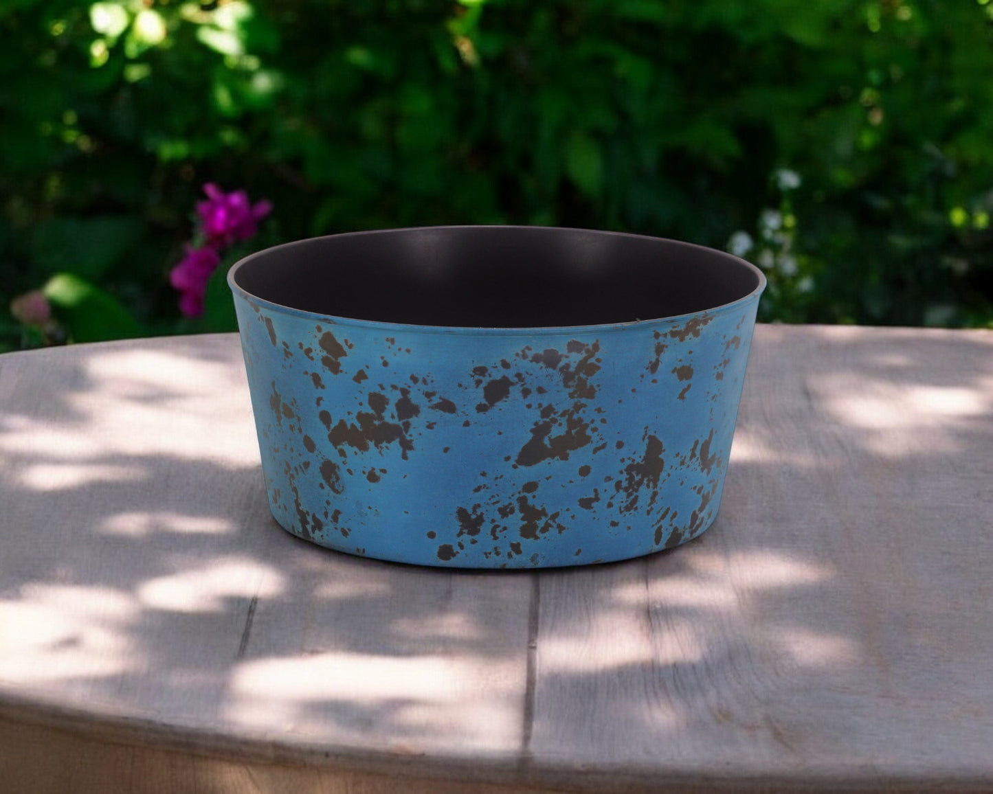 12" Blue Recycled Plastic Indoor Outdoor Round Pot Planter