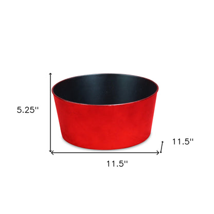 12" Red Recycled Plastic Indoor Outdoor Round Pot Planter