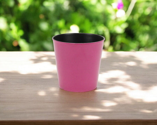 5" Hot Pink Recycled Plastic Indoor Outdoor Round Pot Planter