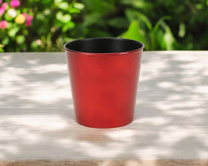 5" Red Recycled Plastic Indoor Outdoor Round Pot Planter