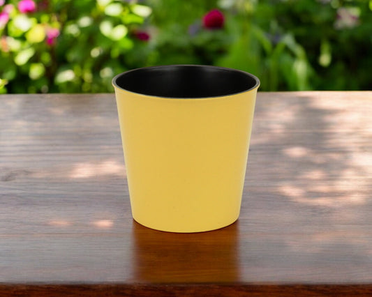 5" Yellow Recycled Plastic Indoor Outdoor Round Nursery Pot