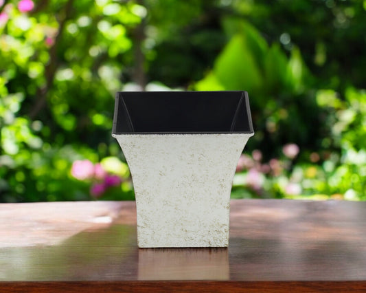 5" Cream Recycled Plastic Indoor Outdoor Square Nursery Pot