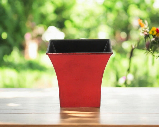 5" Red Recycled Plastic Indoor Outdoor Square Pot Planter