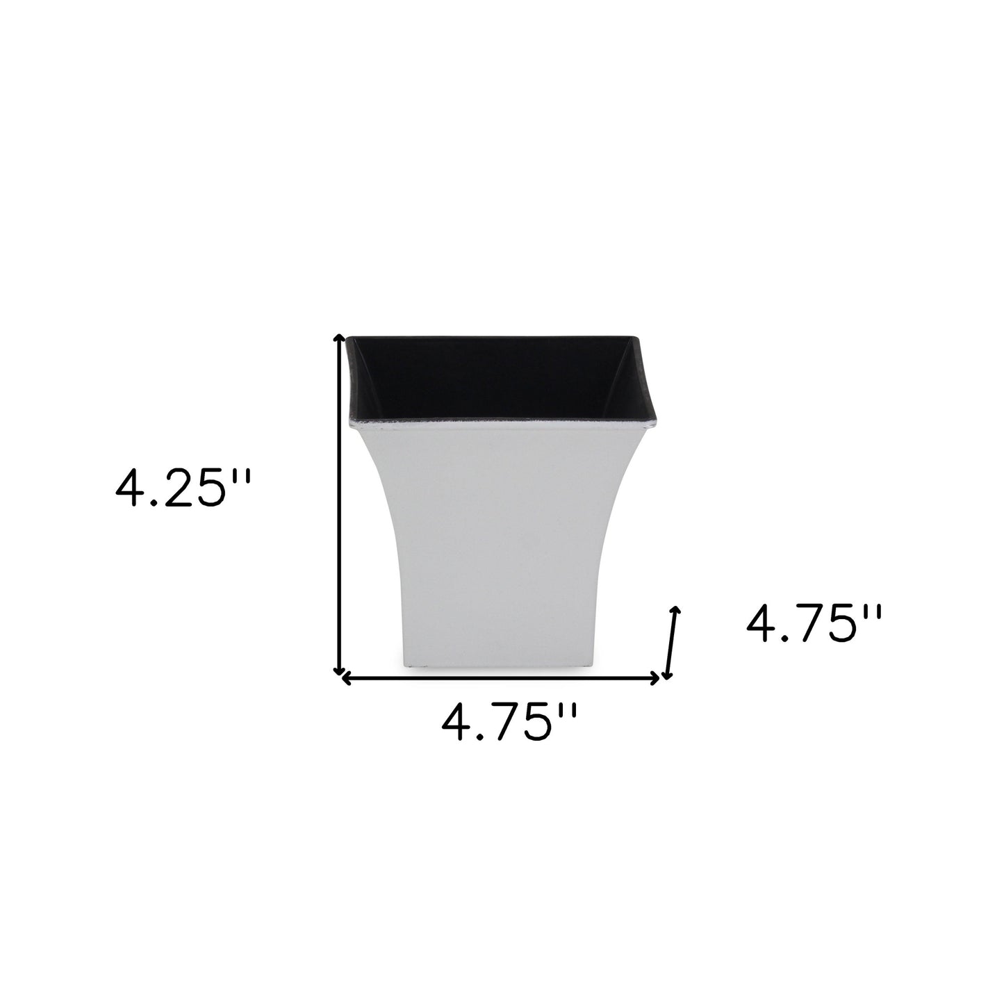 5" White Recycled Plastic Indoor Outdoor Square Pot Planter