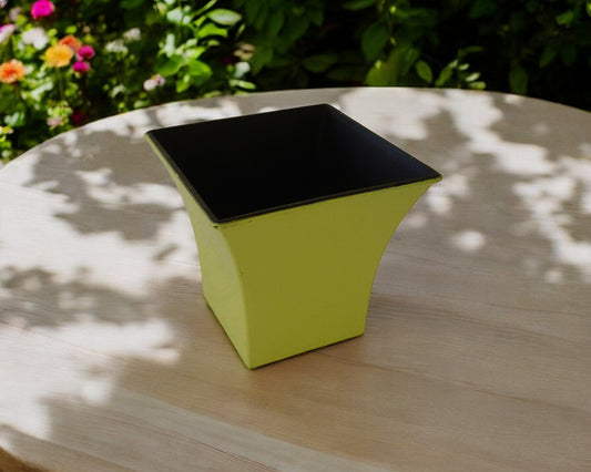 5" Yellow Recycled Plastic Indoor Outdoor Square Pot Planter