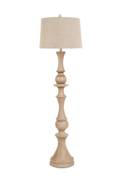 63" Brown Polyresin Novelty Floor Lamp With Beige Linen Shade