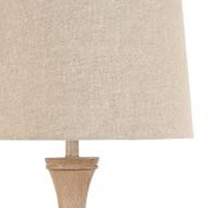 63" Brown Polyresin Novelty Floor Lamp With Beige Linen Shade