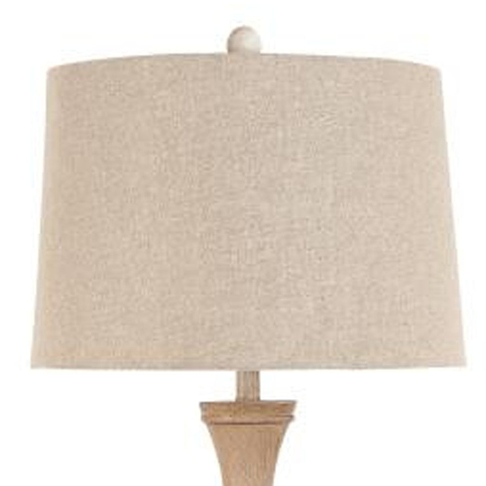 63" Brown Polyresin Novelty Floor Lamp With Beige Linen Shade