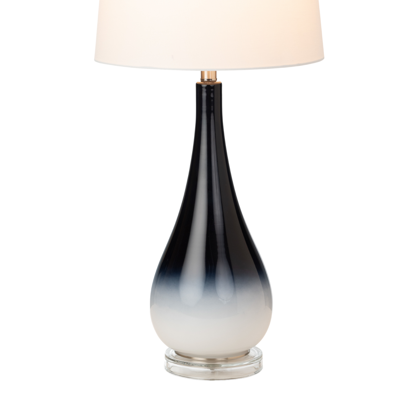 Set Of Two 31" Black And White Glass Table Lamps With White Empire Shade