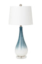 Set of Two 31" Blue and White Glass Table Lamps With White Empire Shade