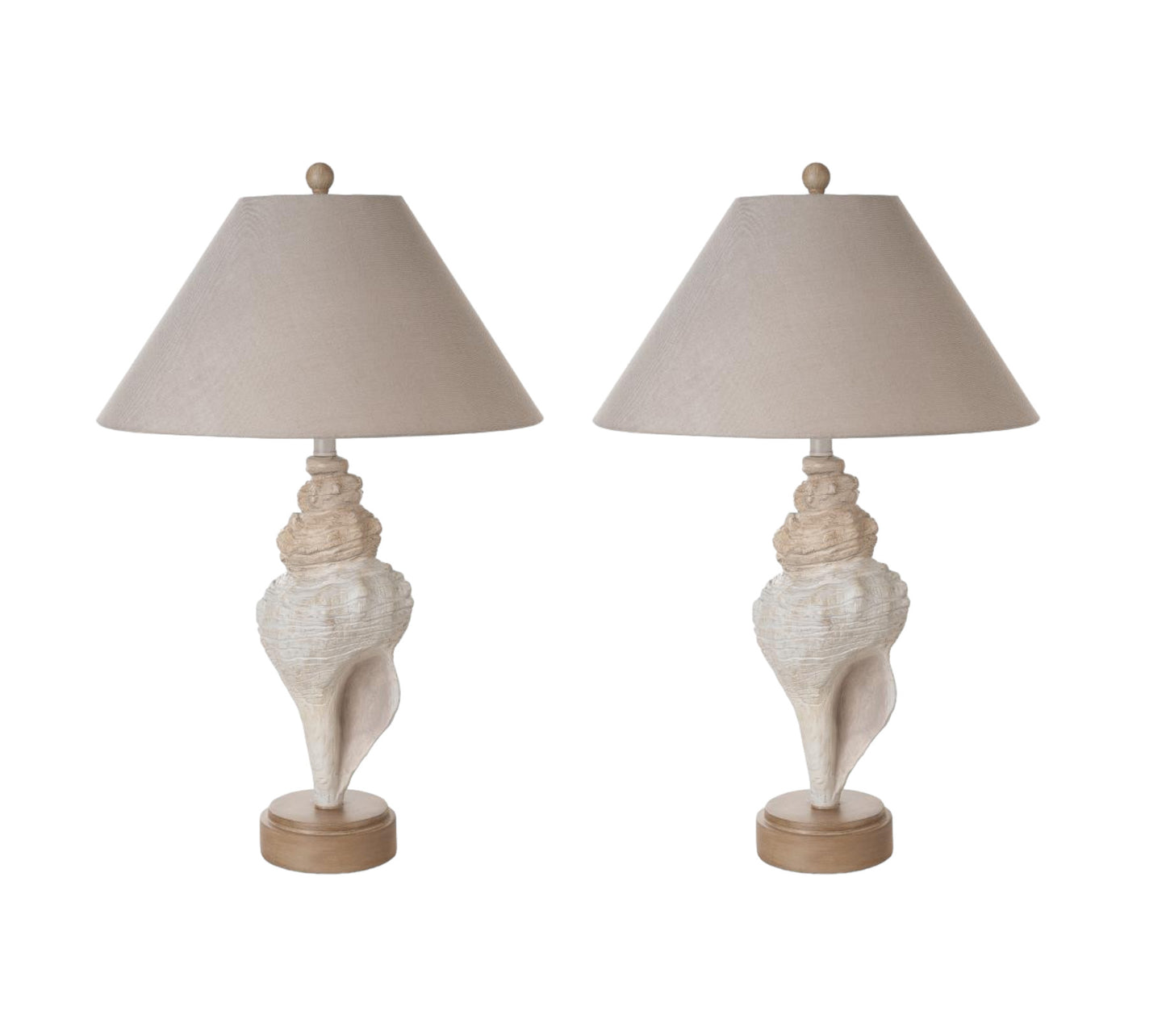 Set of Two 30" Beige and Brown Novelty Table Lamp Coastal With Tan Empire Shade