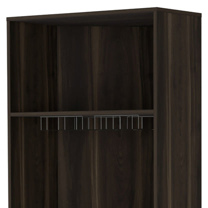 27" Dark Brown Corner Bar Cabinet With Multiple Shelves