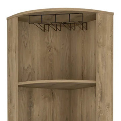 18" Natural Corner Bar Cabinet With Eleven Shelves