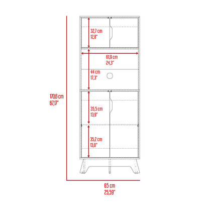 67" Light Oak and White Pantry Cabinet with Two Shelves