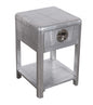 24" Silver Aluminum Square End Table With Drawer And Shelf