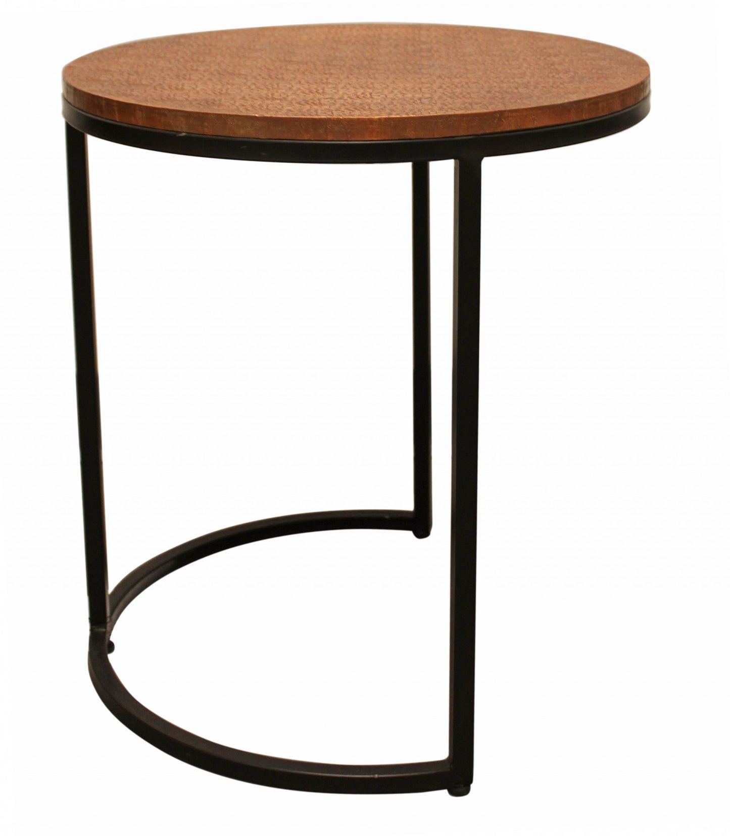 Set Of Three 19" Black And Copper Round Nested Tables