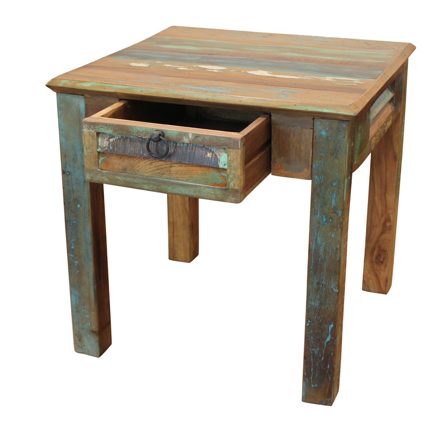 24" Brown Solid Wood Square End Table With Drawer