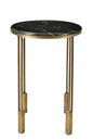 23" Gold And Black Marble And Iron Round End Table