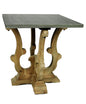 24" Natural Brown And Gray Metal And Solid Wood Square End Table