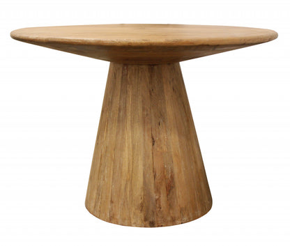 42" Natural Solid Wood Pedestal Base Round Top Dining Table